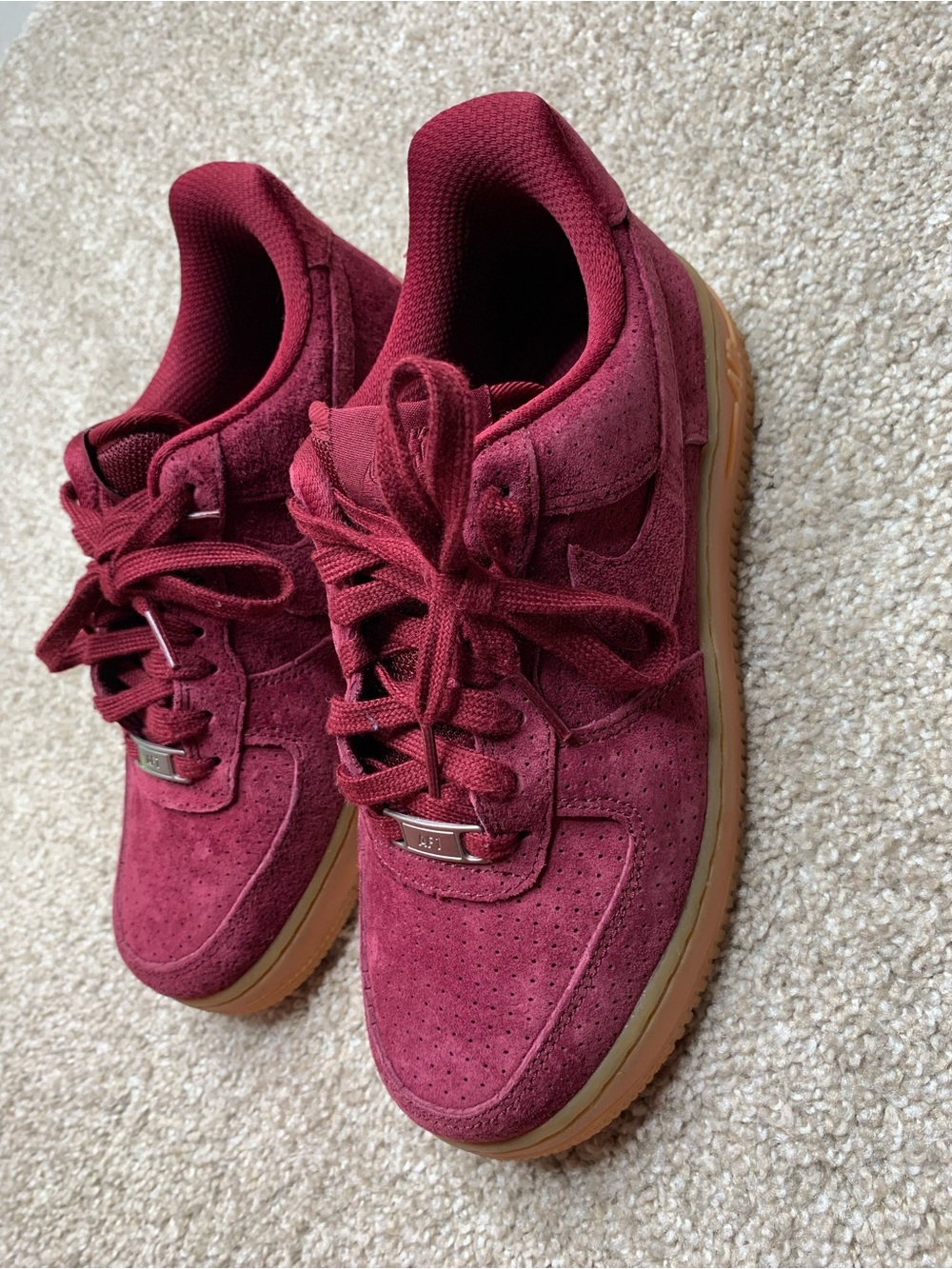 Nike Women's Burgundy Suede Low-Top Sneakers with Gum Sole
